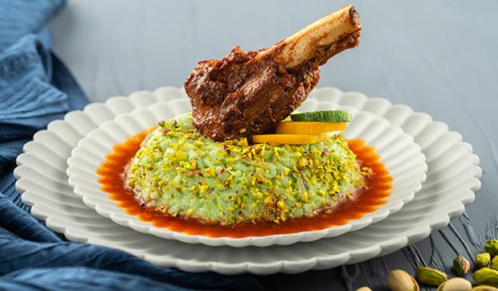 Lamb Shank with Pistachio Risotto