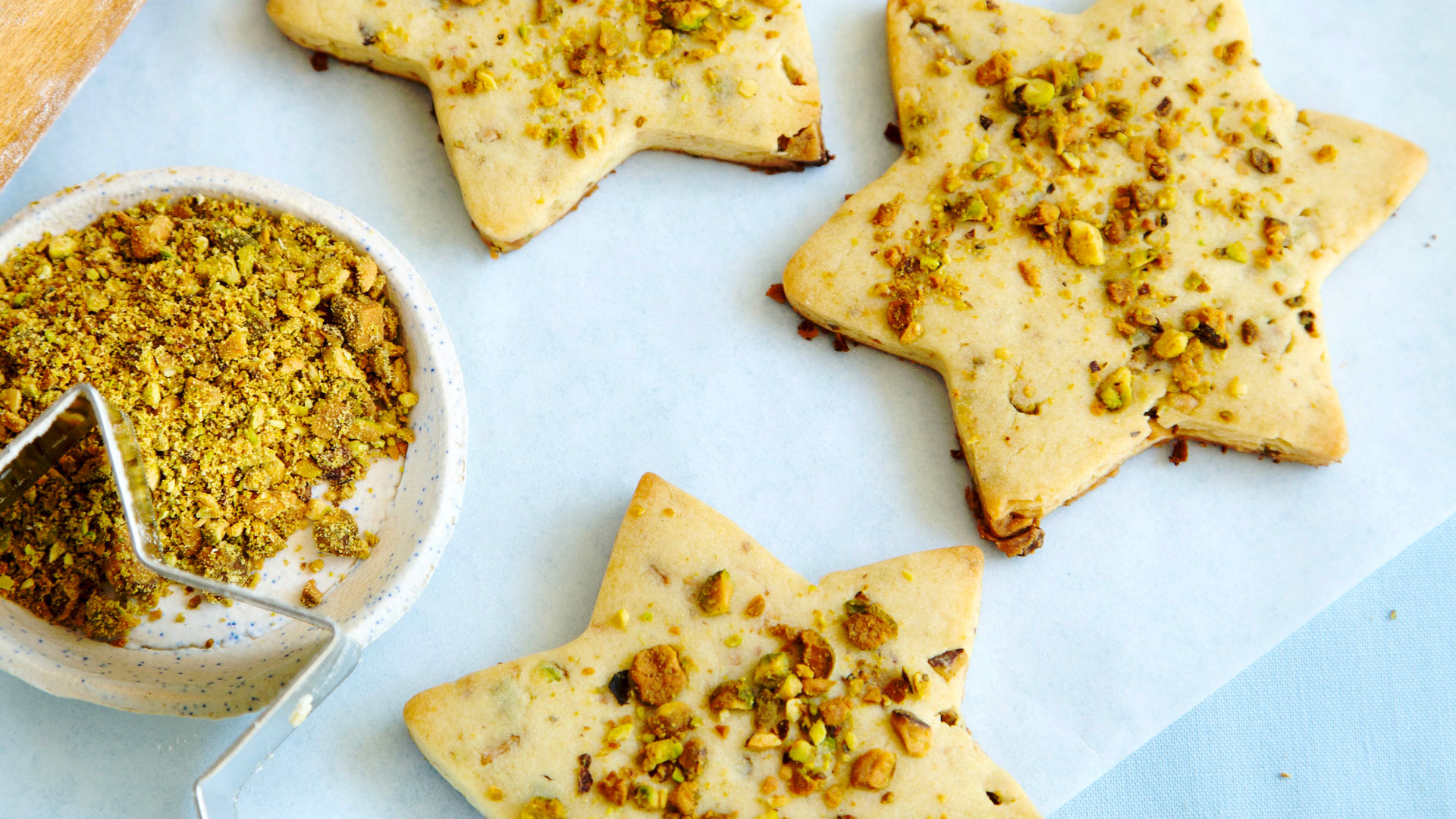 Hanukkah Pistachio Shortbread Cookies