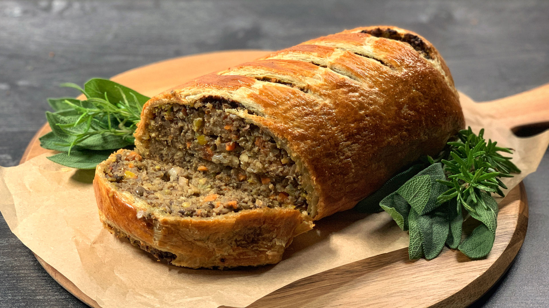 Vegan Wellington with Pistachios and Portabella Mushroom 