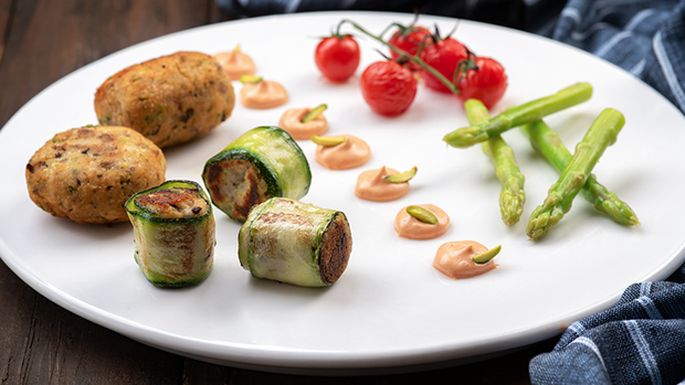 Pistachios – Roll, Cutlet & Croquette with Tomato Mustard Coulis