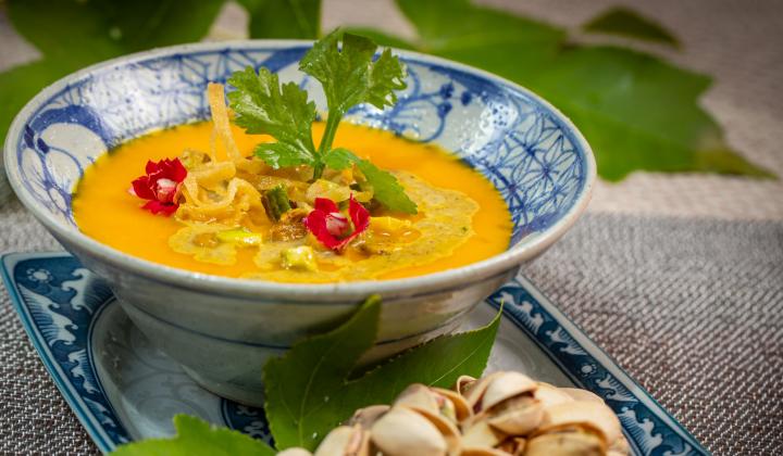 Creamy Carrot Ginger Soup with California Pistachios
