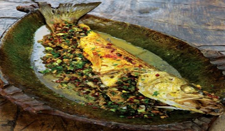 Fish with Pistachio, Fresh Herb and Barberry Stuffing By Najmieh Batmanglij
