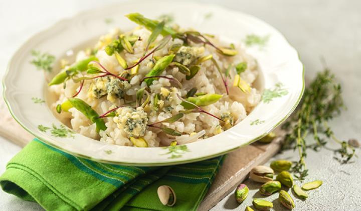 Pistachio, Asparagus and Blue Cheese Risotto
